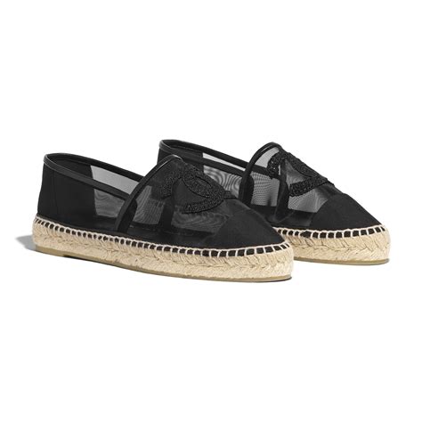 black mesh chanel espadrilles|Chanel espadrilles all black.